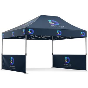 Custom Pop Up Tent (10'x15') (Frame + Roof + Back Wall + 2 side 1/2 Walls)