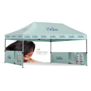 Custom Pop Up Tent (10'x20') (Frame + Roof + Back Wall + 2 side 1/2 Walls)